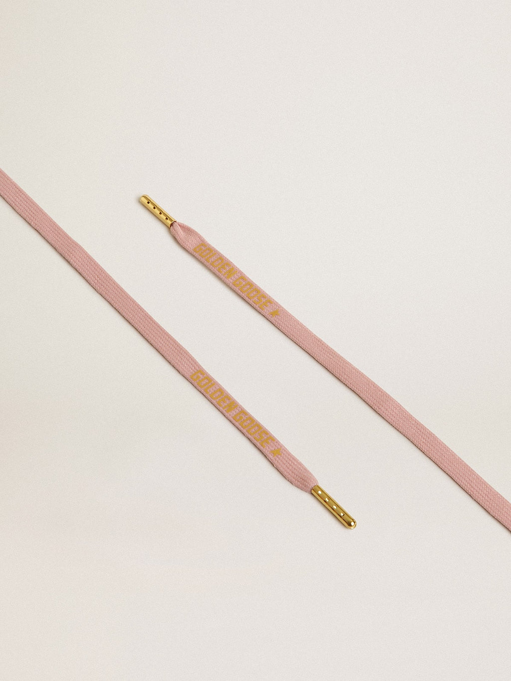 Pink cotton laces with contrasting gold logo| Golden Goose
