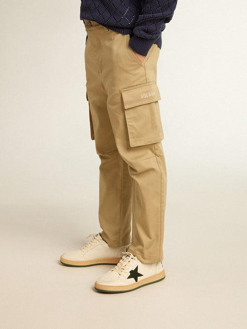 Boys' sand-colored cargo pants| Golden Goose