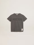 Boys' T-shirt in gray with distressed treatment| Golden Goose