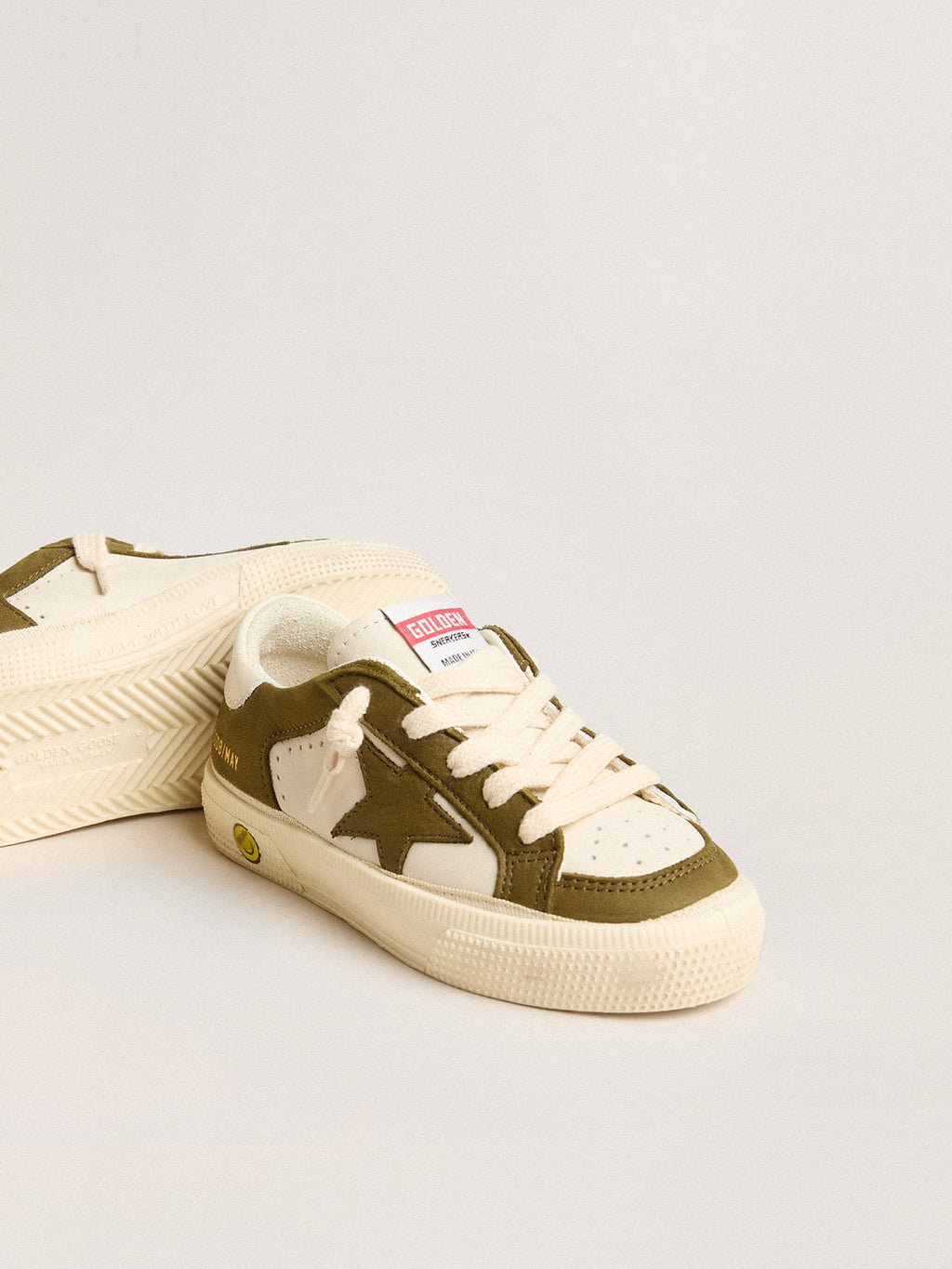 May Teen in white and military green leather| Golden Goose