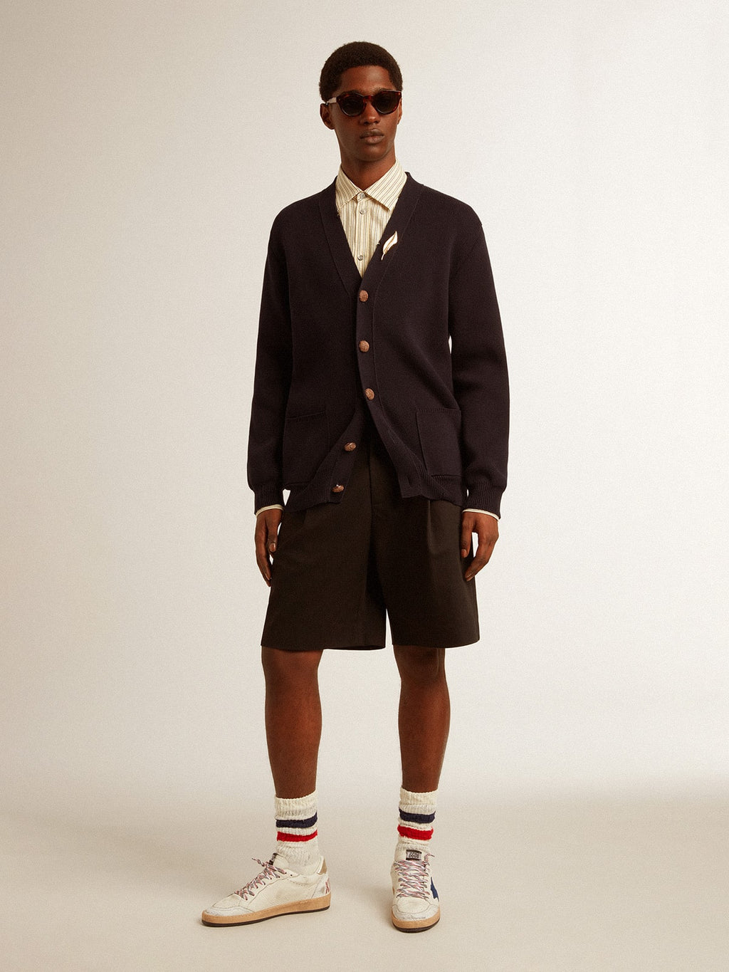 Men's Bermuda shorts in black cotton| Golden Goose