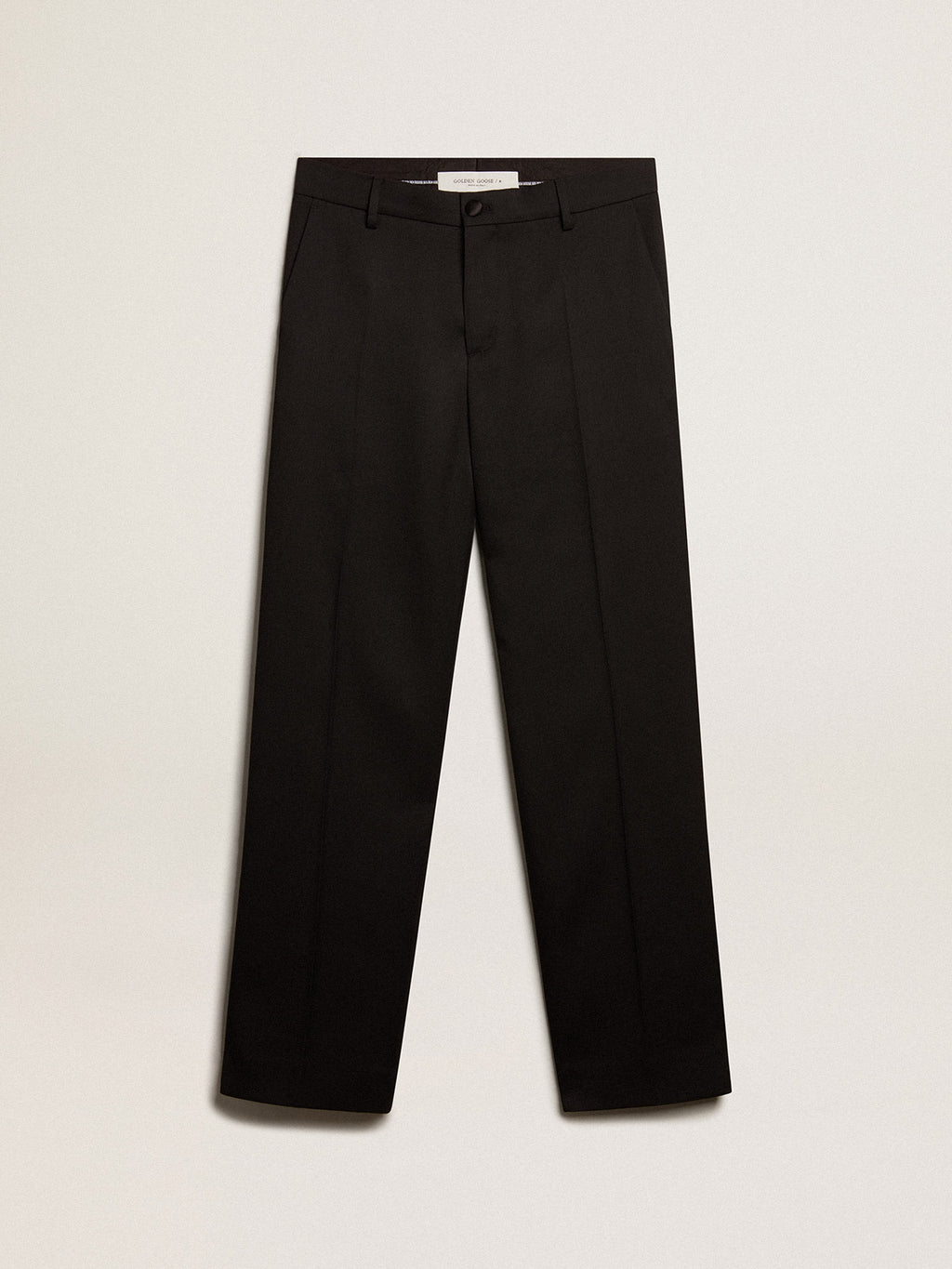 Men's tuxedo pants in black wool gabardine| Golden Goose