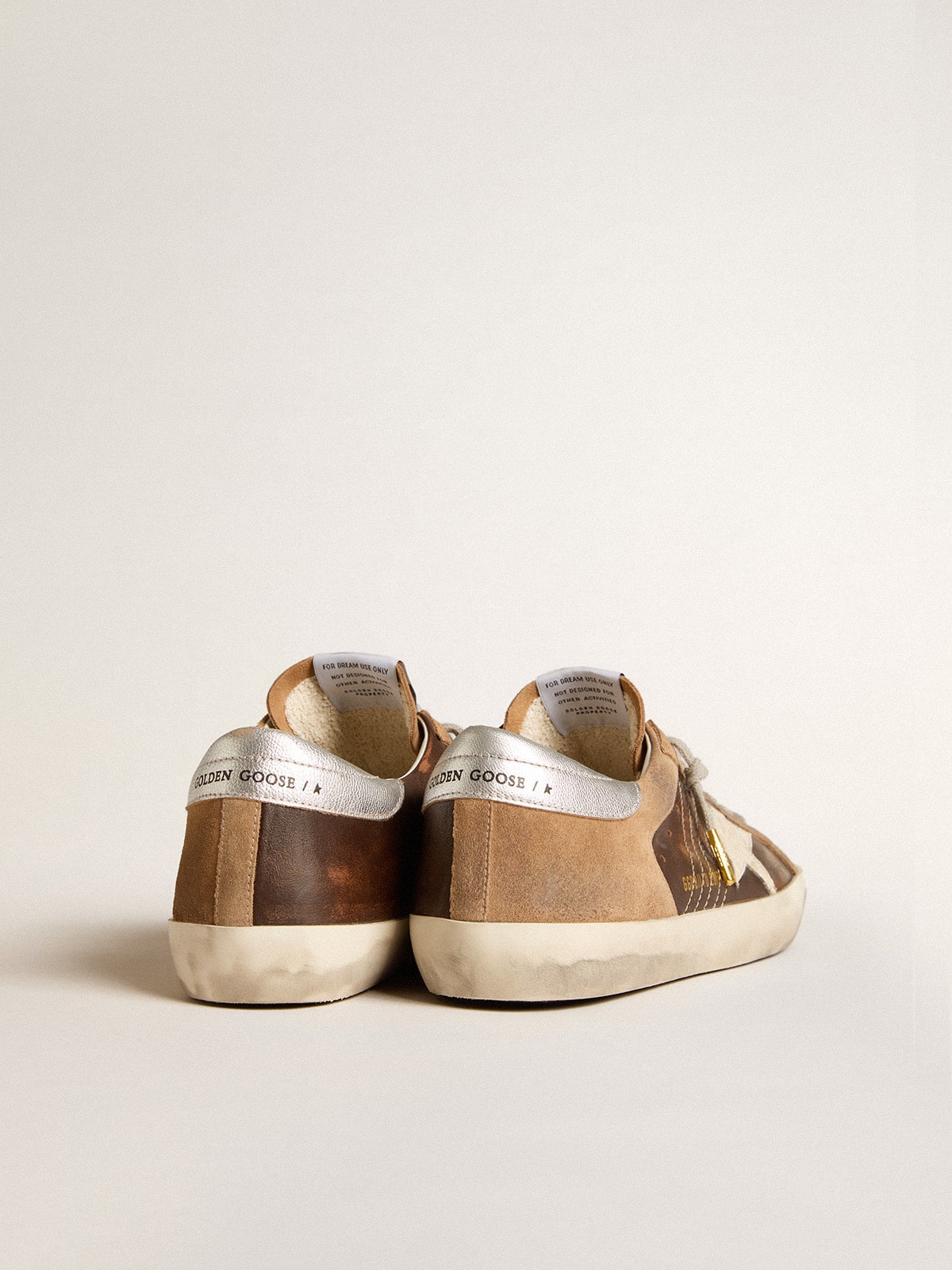 Super-Star LTD in brown leather and tobacco suede with white star| Golden Goose