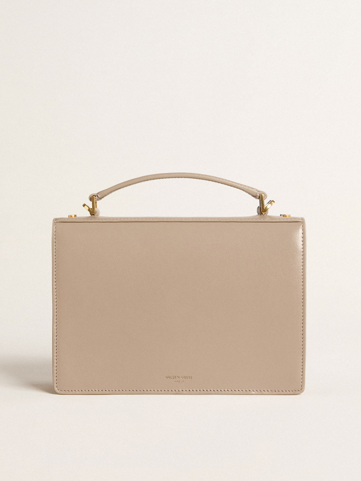Venezia Bag in beige boarded leather with gold details| Golden Goose