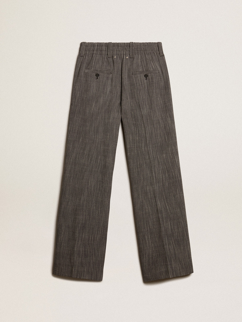Women's high-waisted pants in gray melange wool blend| Golden Goose
