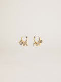 Hoop earrings with drop Love You lettering and crystals| Golden Goose