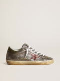 Super-Star LTD in gray laminated suede with a pony skin star| Golden Goose