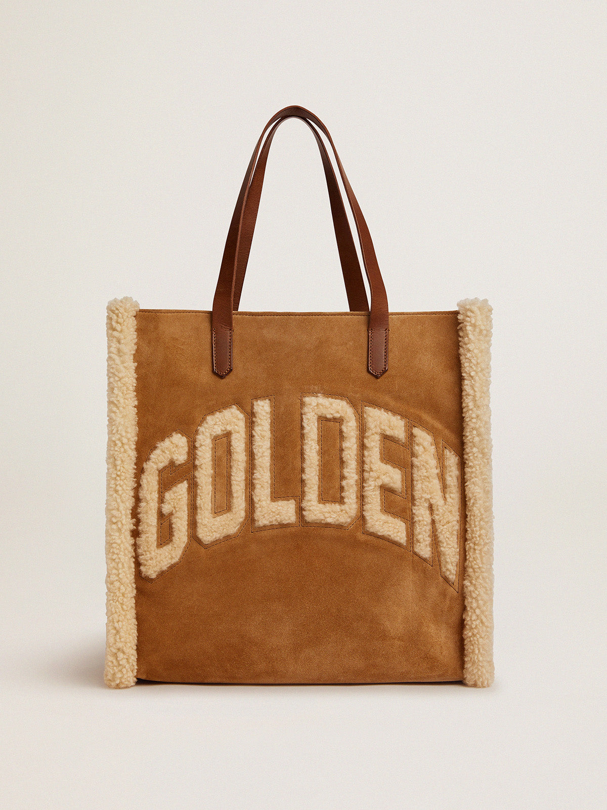 North-South California Bag in suede leather with shearling| Golden Goose