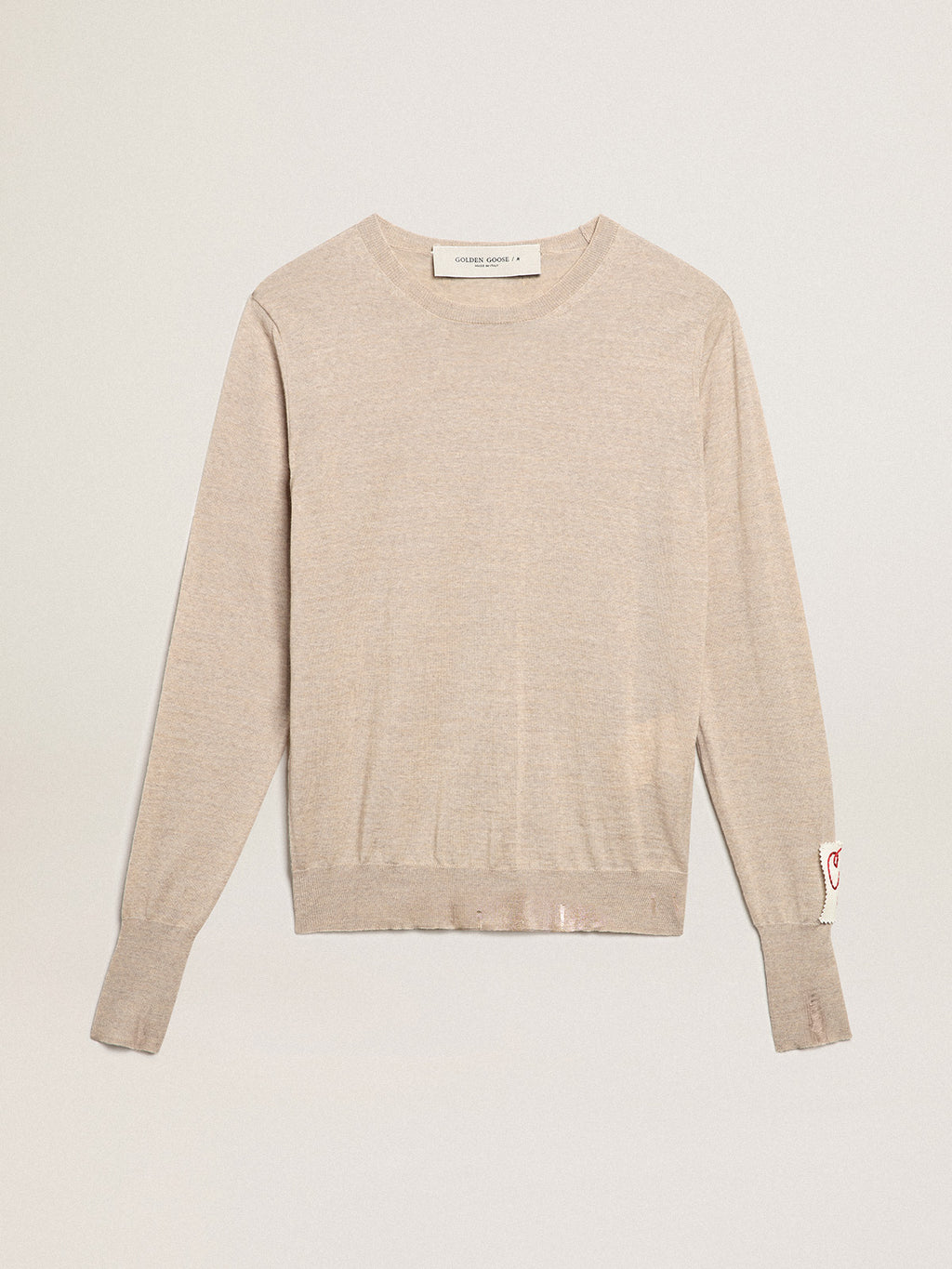 Women's sweater in light brown merino wool| Golden Goose