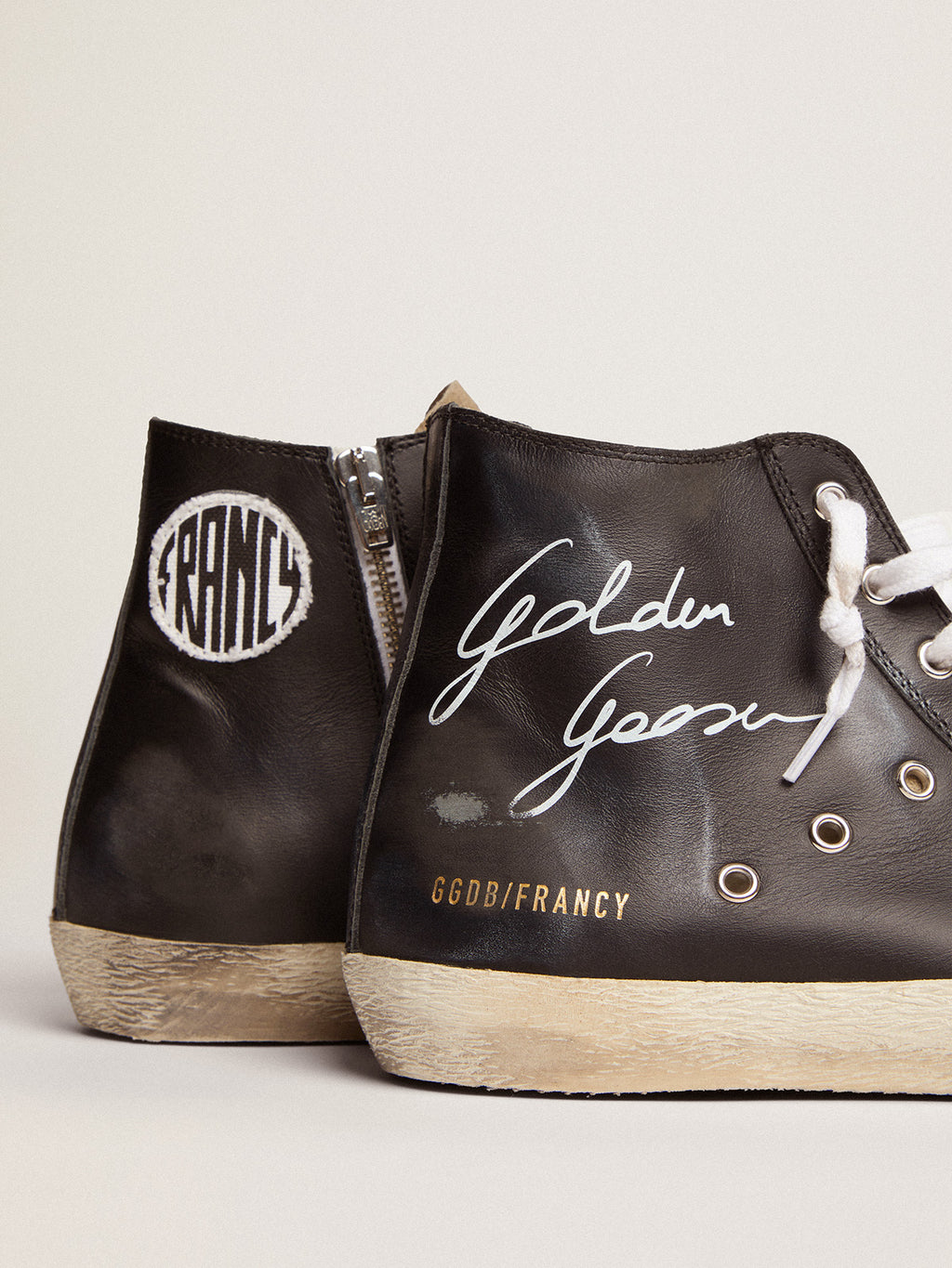 Men's Francy with black leather upper and white leather star| Golden Goose