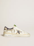 Women's Stardan LAB in white leather with a camouflage star and heel tab| Golden Goose