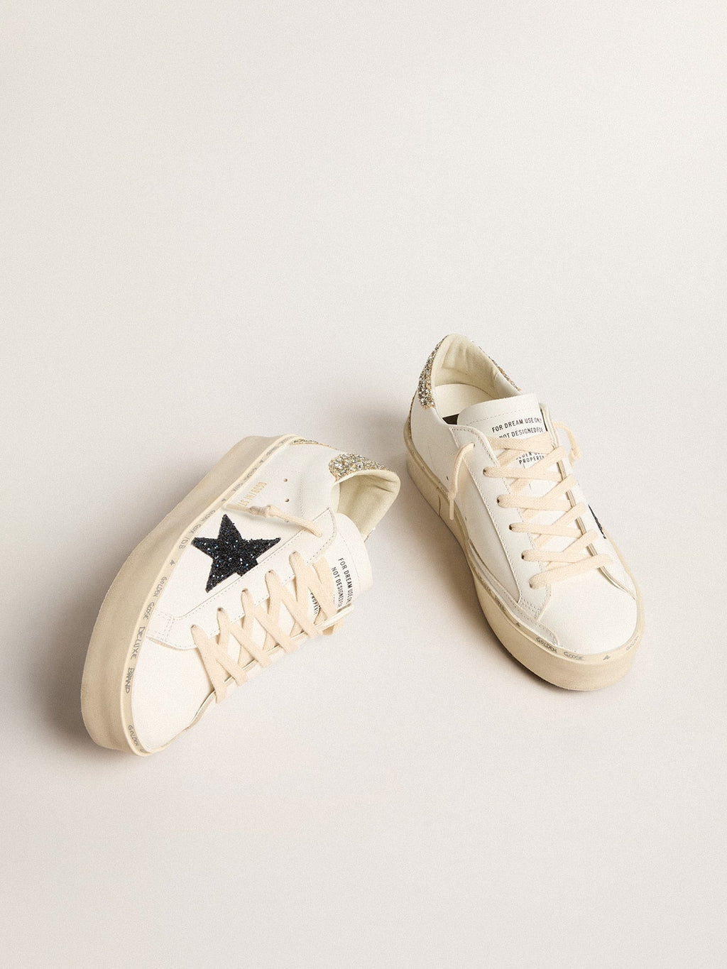 Women's Hi Star with blue glitter star and platinum glitter heel tab| Golden Goose