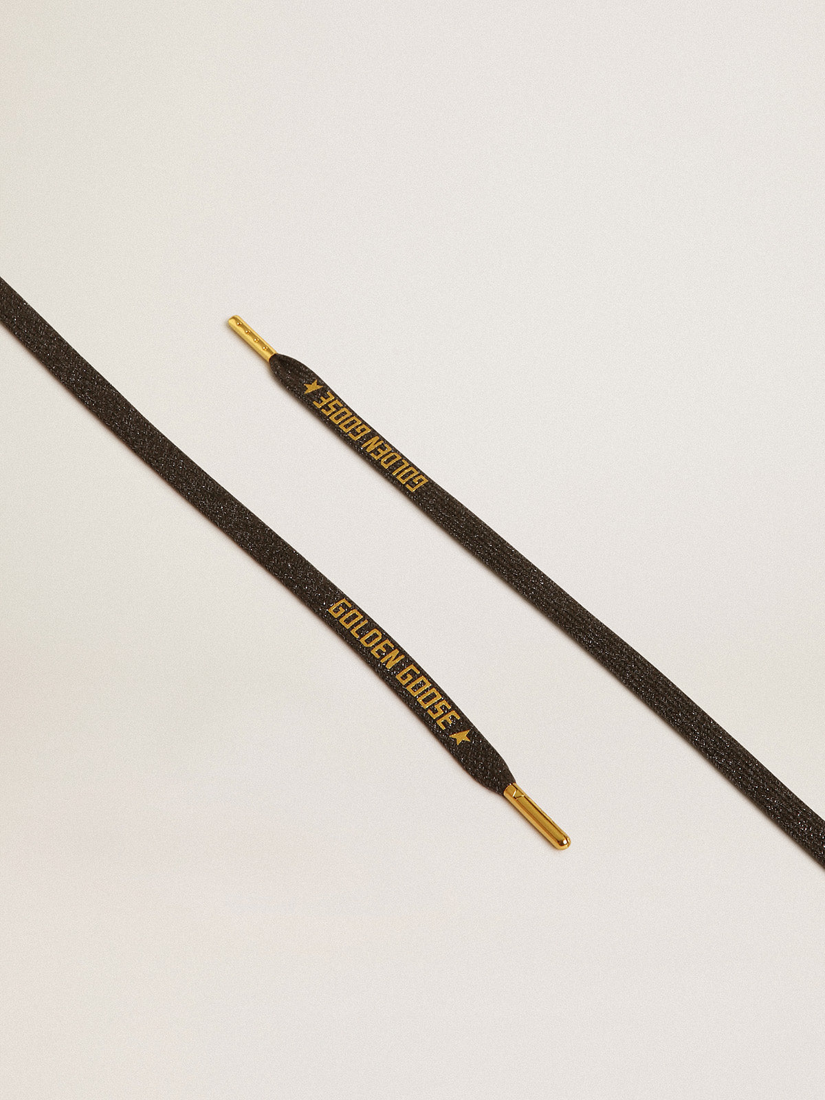 Dark gray Lurex laces with contrasting gold-colored logo| Golden Goose