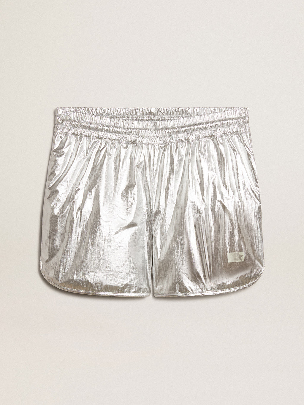 Men's running shorts in silver fabric| Golden Goose