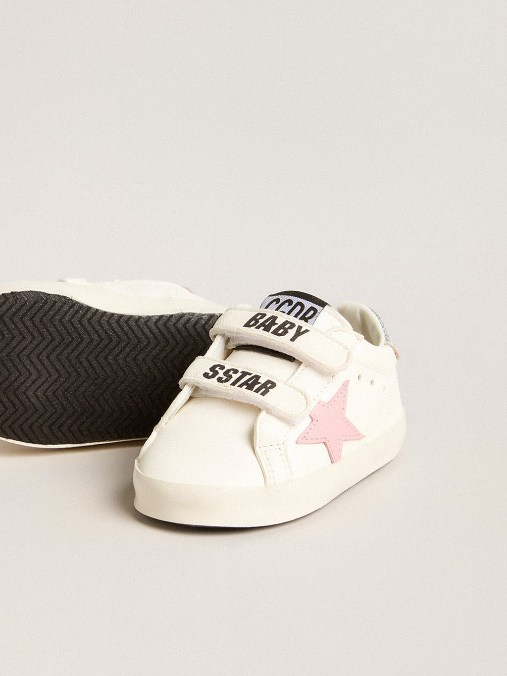 Baby Old School with pink leather star and silver leather heel tab| Golden Goose