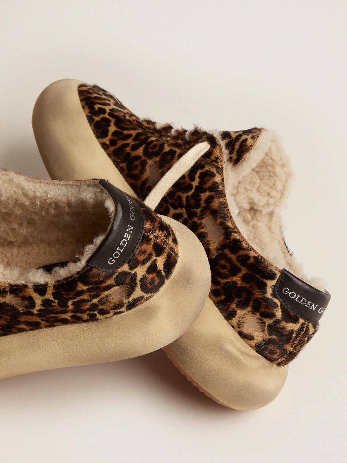 Space-Star shoes in animal-print pony skin with shearling lining| Golden Goose