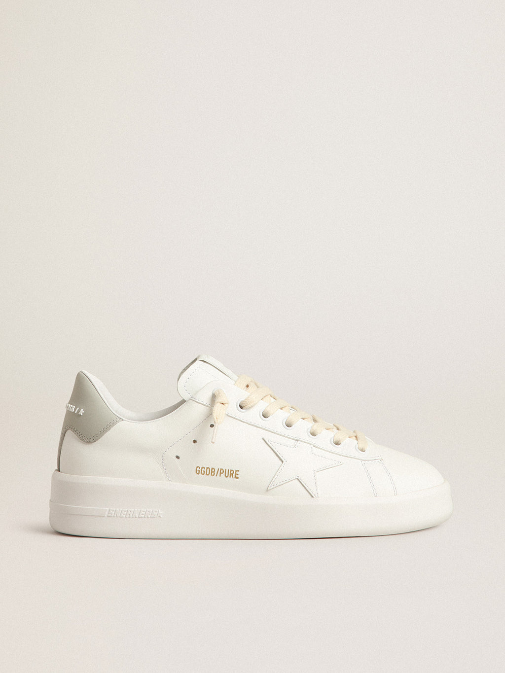 Purestar with white star and gray leather heel tab| Golden Goose