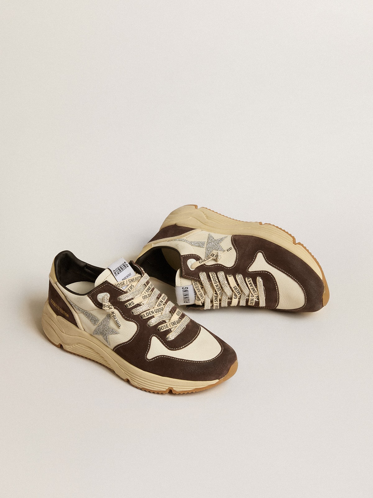 Running Sole LTD in nappa and brown suede with a Swarovski crystal star| Golden Goose
