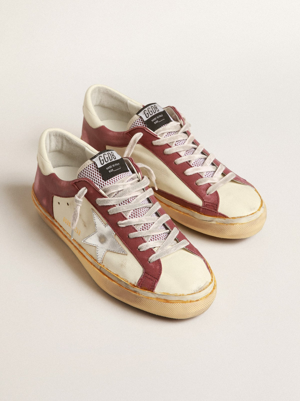 Super-Star in nappa leather with burgundy inserts and silver star| Golden Goose