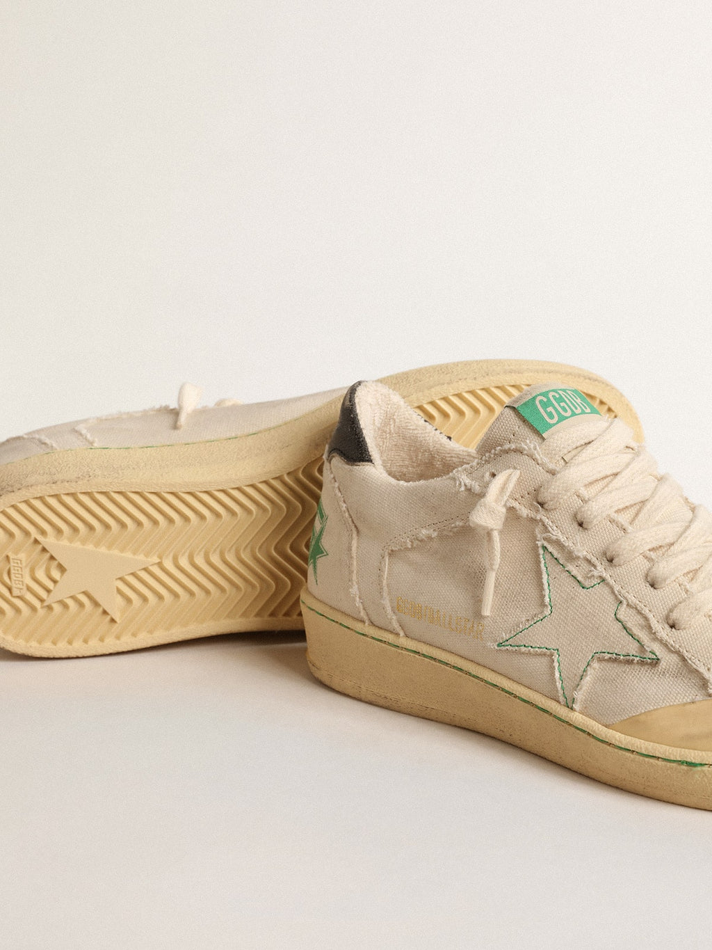 Ball Star LTD with vanilla canvas star and leather heel tab| Golden Goose
