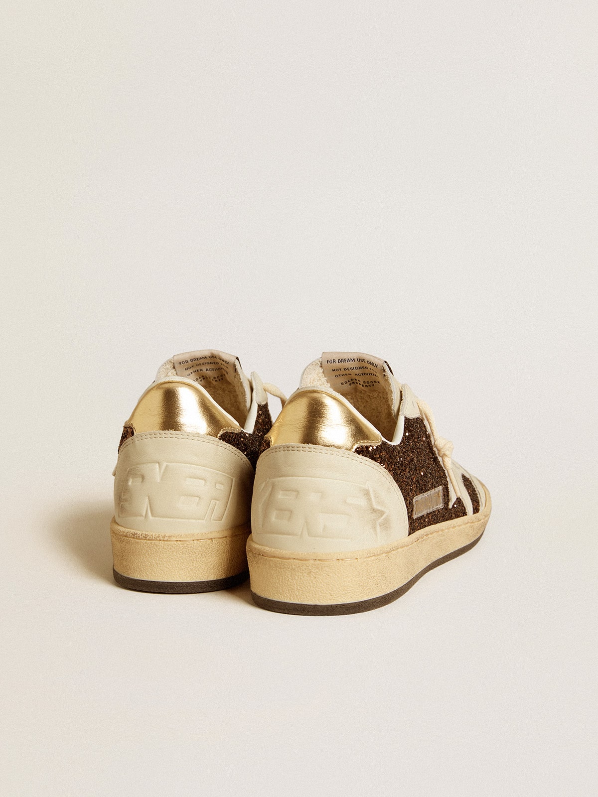 Ball Star in glitter with leather star and metallic leather heel tab| Golden Goose