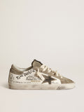 Super-Star in nappa with gray star and heel tab and black lettering| Golden Goose