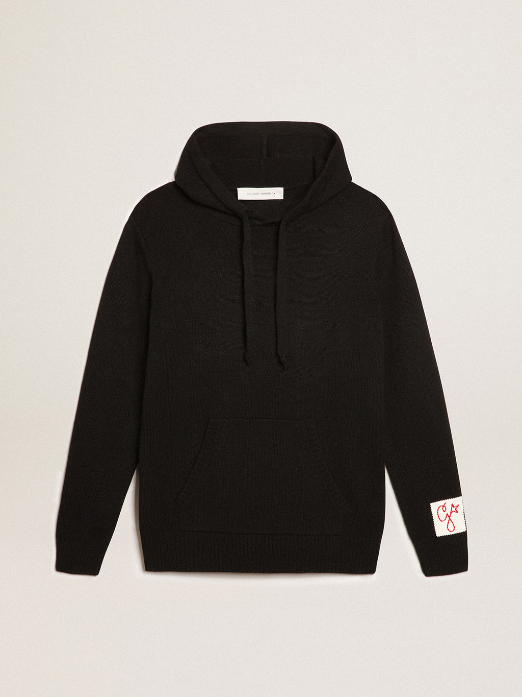 Men's black cashmere blend sweatshirt with hood| Golden Goose