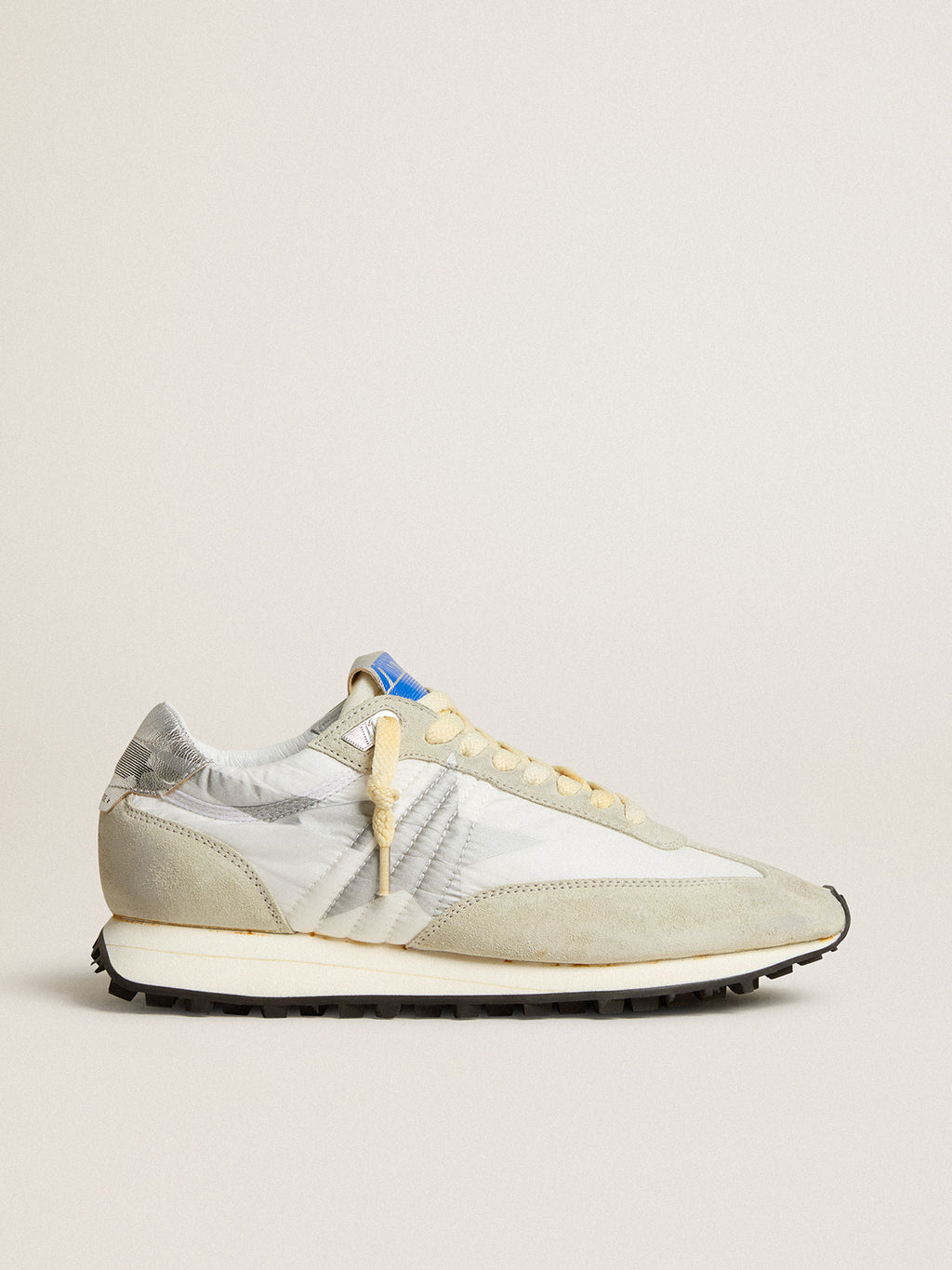 Men's Marathon with white nylon upper and silver star| Golden Goose