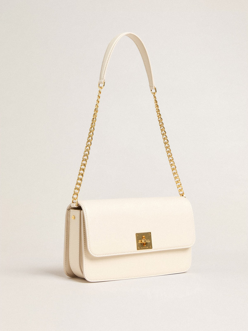 Gioia Bag in butter-colored boarded leather with gold details| Golden Goose