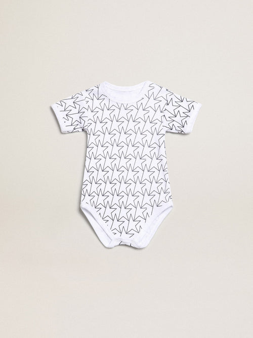 Baby gift set in white with navy blue trim and star| Golden Goose