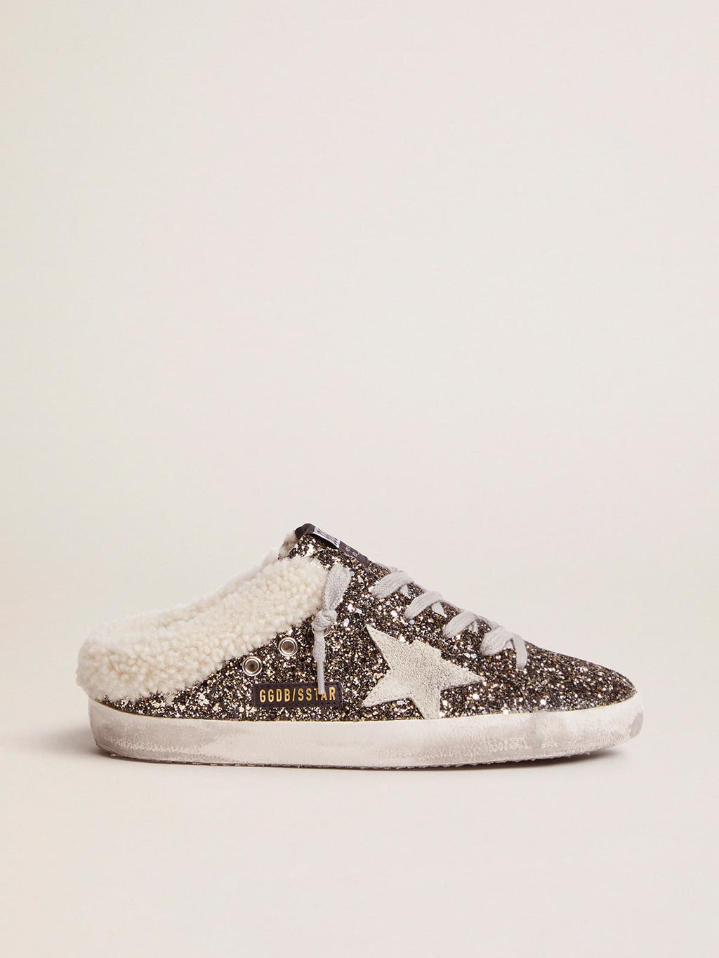 Women's Super-Star Sabot with glitter and shearling interior| Golden Goose
