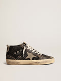 Mid Star in black glitter with dove-gray suede star and heel tab| Golden Goose