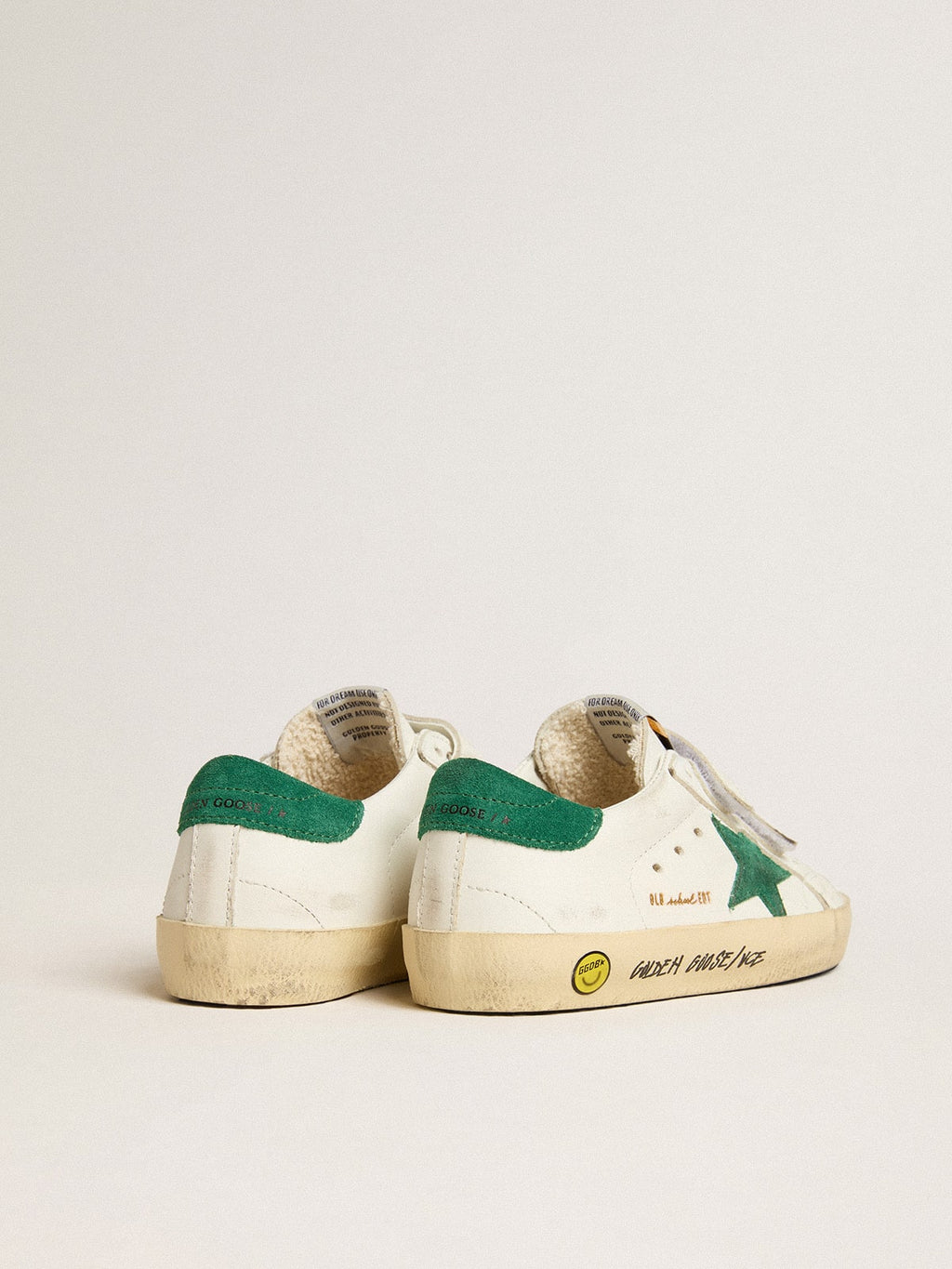 Old School Junior with green suede star and heel tab| Golden Goose