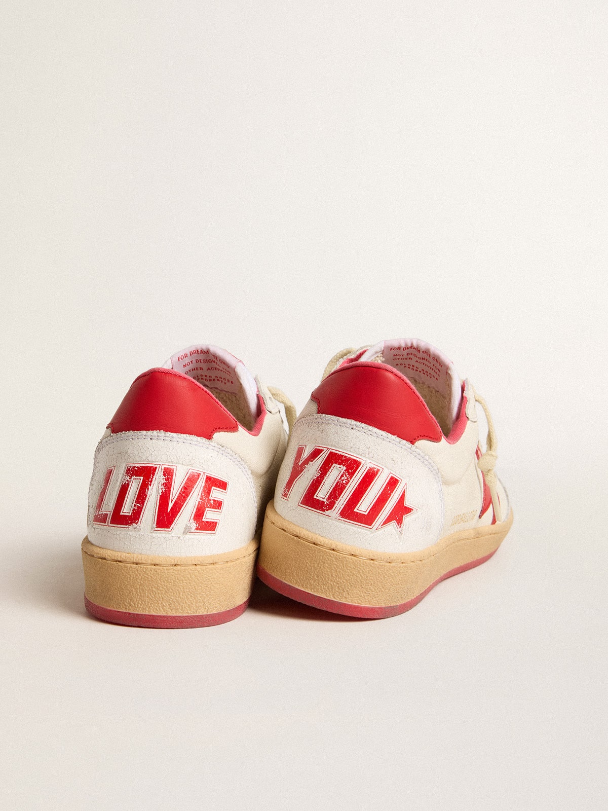 Women's Ball Star  Wishes in white leather with a red star and heel tab| Golden Goose