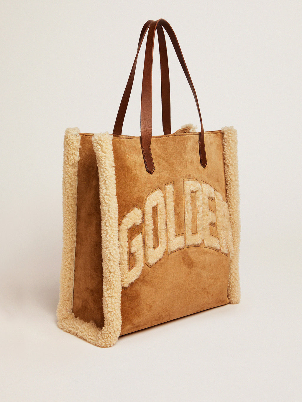 North-South California Bag in suede leather with shearling| Golden Goose