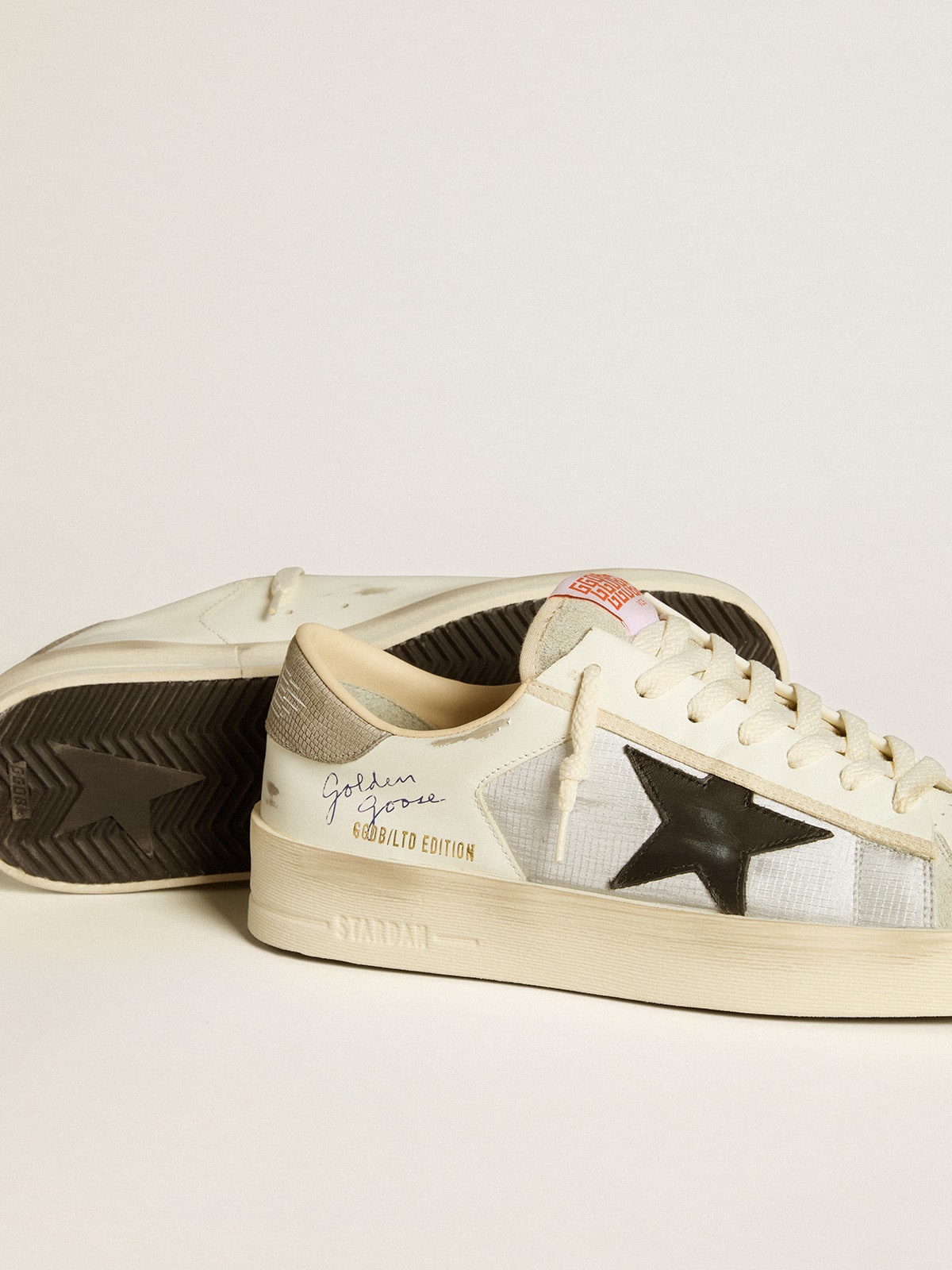 Men's Stardan in leather and nylon with black leather star and nubuck heel tab| Golden Goose