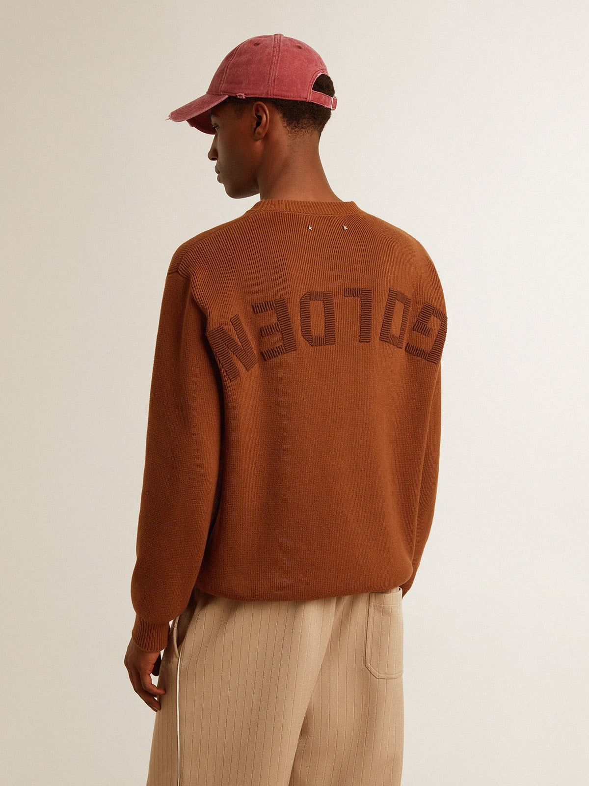 Men's crew-neck sweater with logo on the back| Golden Goose