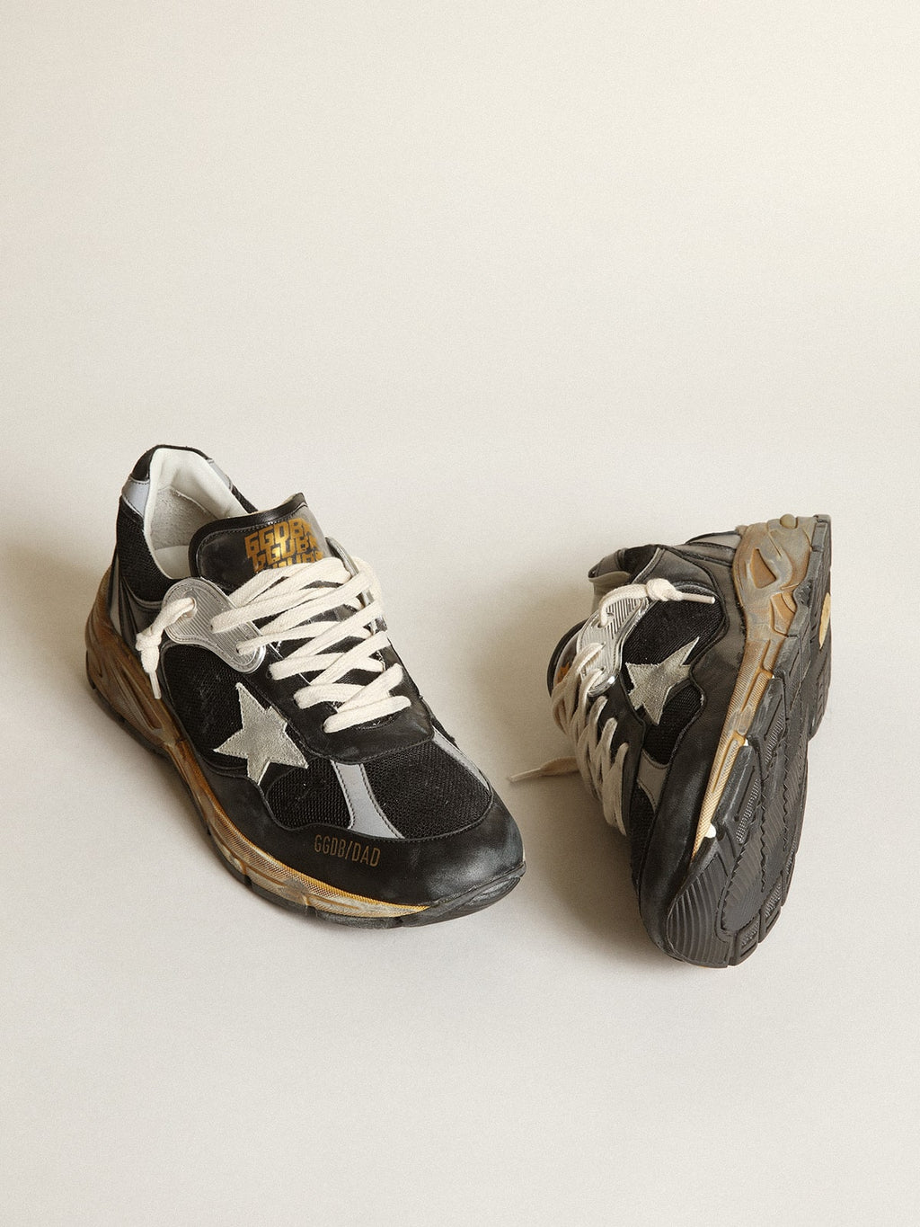 Women's Dad-Star in black mesh and nappa with ice-colored star| Golden Goose