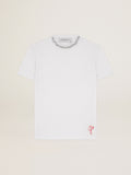 Women's white T-shirt with cabochon crystals| Golden Goose