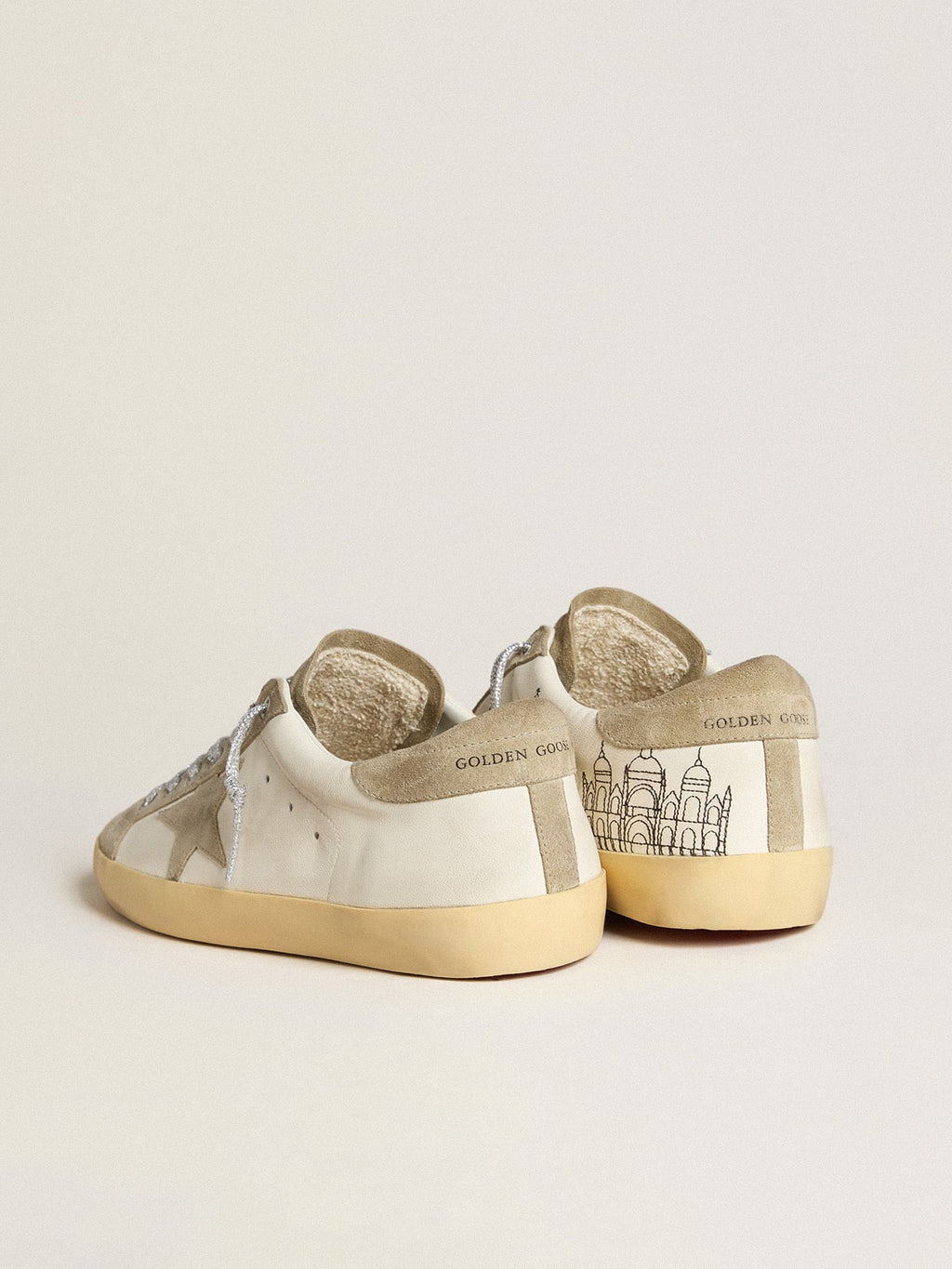 Men's Super-Star in nappa with ice-gray suede star and black embroidery| Golden Goose