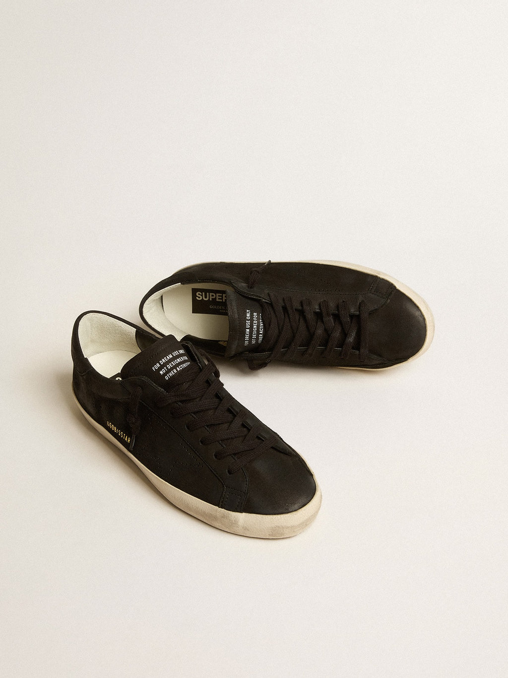 Men's Super-Star in black nubuck with perforated star and black nubuck heel tab| Golden Goose