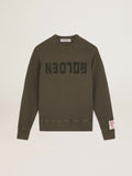 Men's olive green sweatshirt with Golden lettering| Golden Goose
