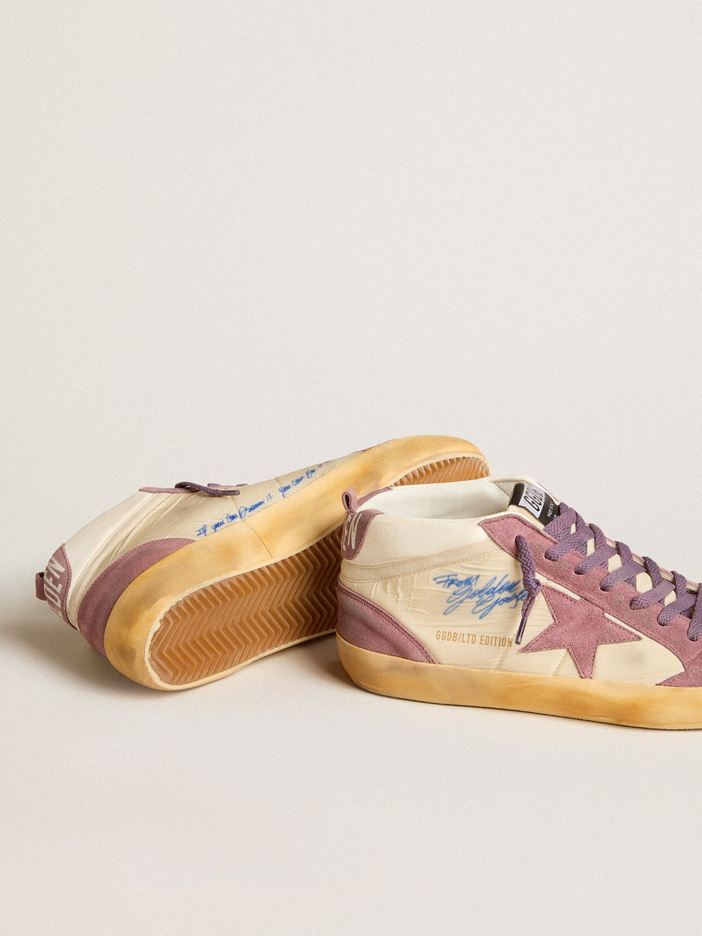 Men's Mid Star LAB in nylon and nappa with mauve suede star| Golden Goose
