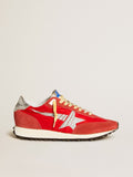 Men's Marathon with red nylon upper and silver star| Golden Goose