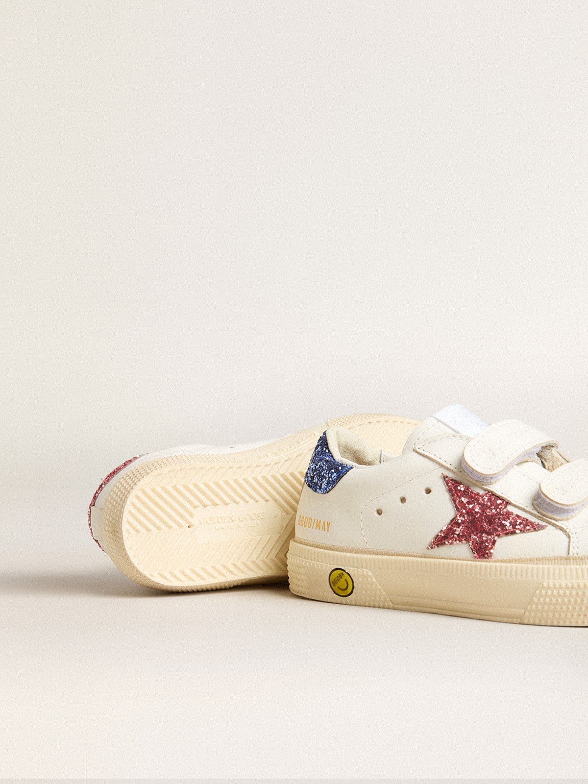 Junior May School in leather with glitter star and heel tab| Golden Goose