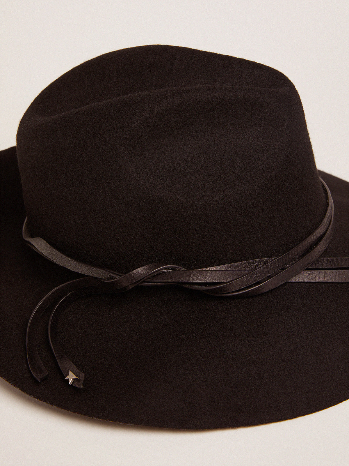 Women's black Fedora hat with strap| Golden Goose