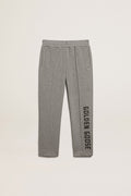 Gray joggers with printed logo| Golden Goose