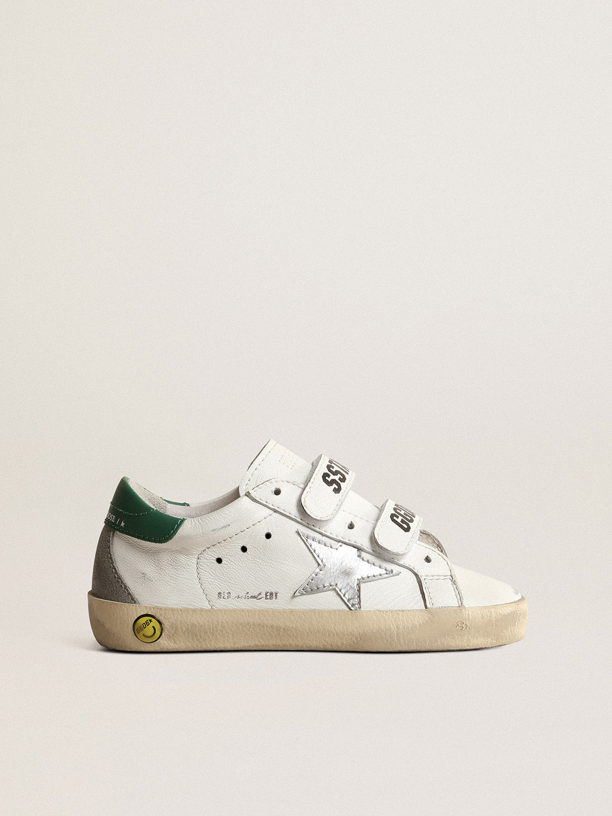 Old School Teen with metallic leather star and green heel tab| Golden Goose