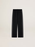 Women's black joggers with white stars on the sides| Golden Goose