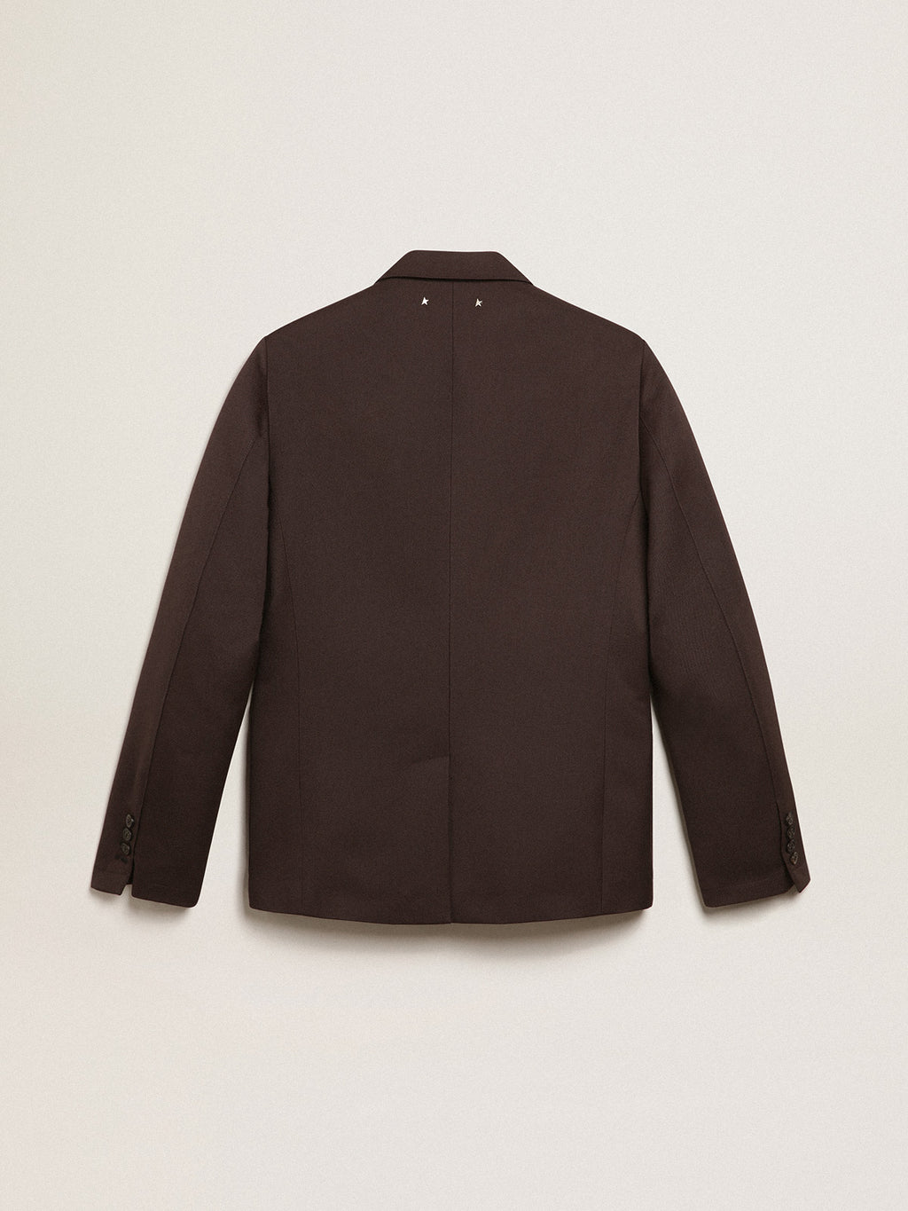 Men's single-breasted blazer in licorice wool gabardine| Golden Goose